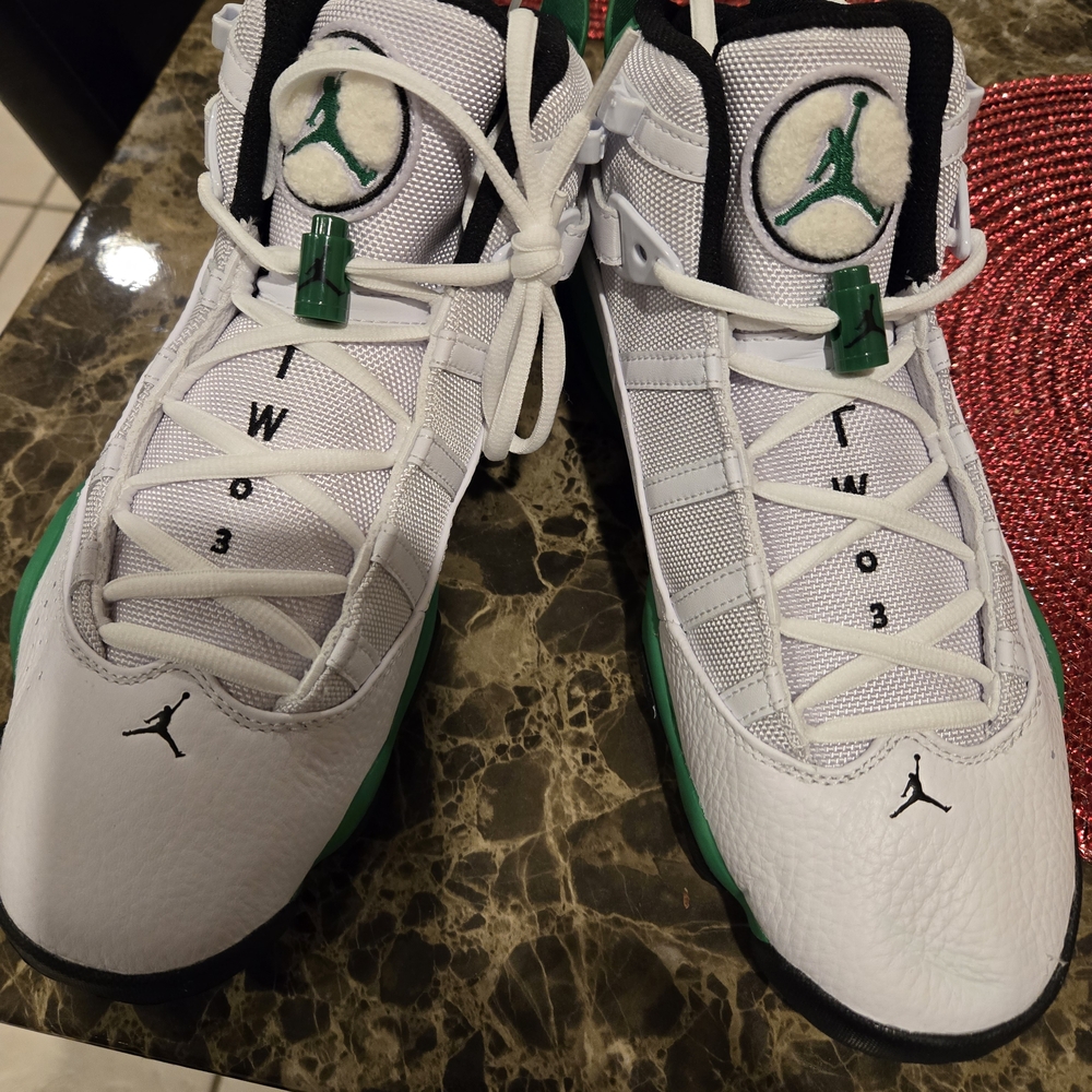 Nike White and Green High-Top Sneakers